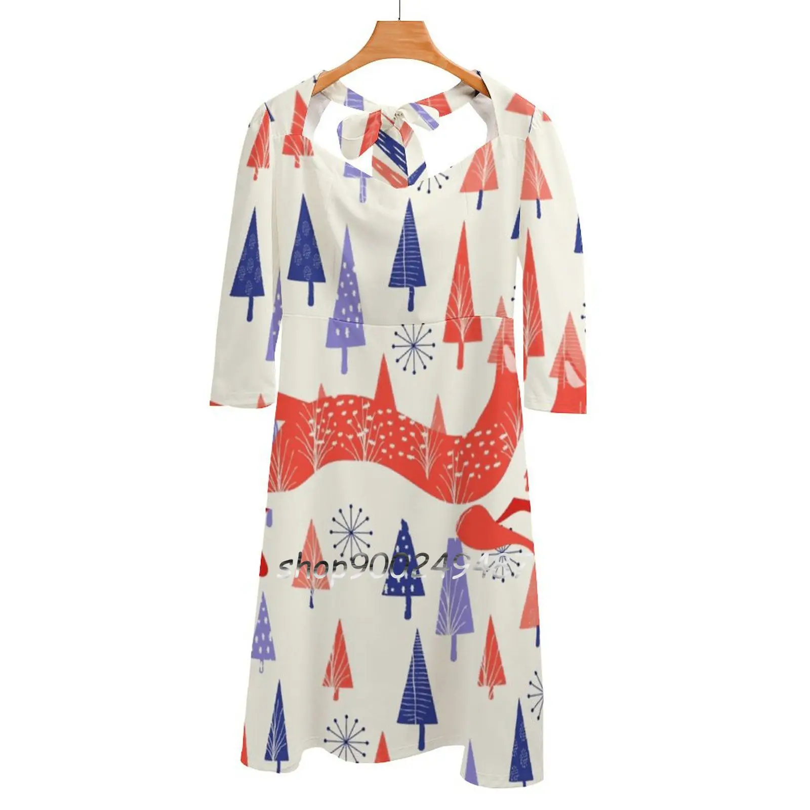 

Праздничное расклешенное платье с сердечком и узлом, модное дизайнерское свободное платье большого размера, лиса, животные, Фокси, праздник...