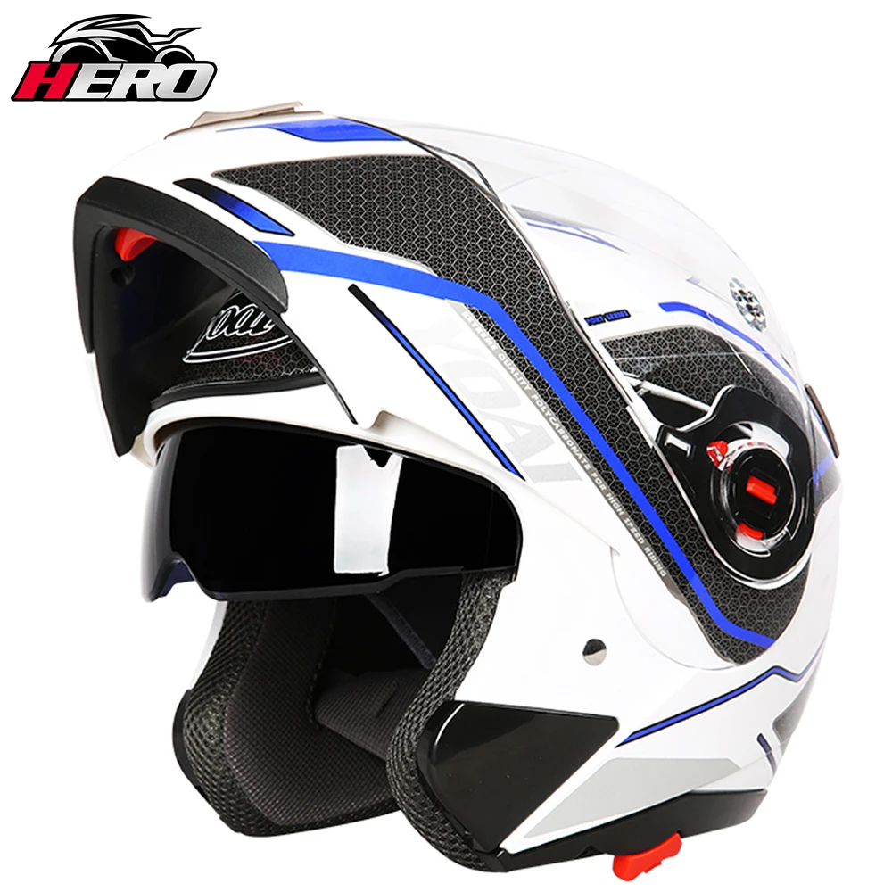 Enlarge Four Seasons Motorcycle Helmet Double Lens Motorcycle Riding Modular Flip Helmet ABS Material Motocross Full Face Helmet