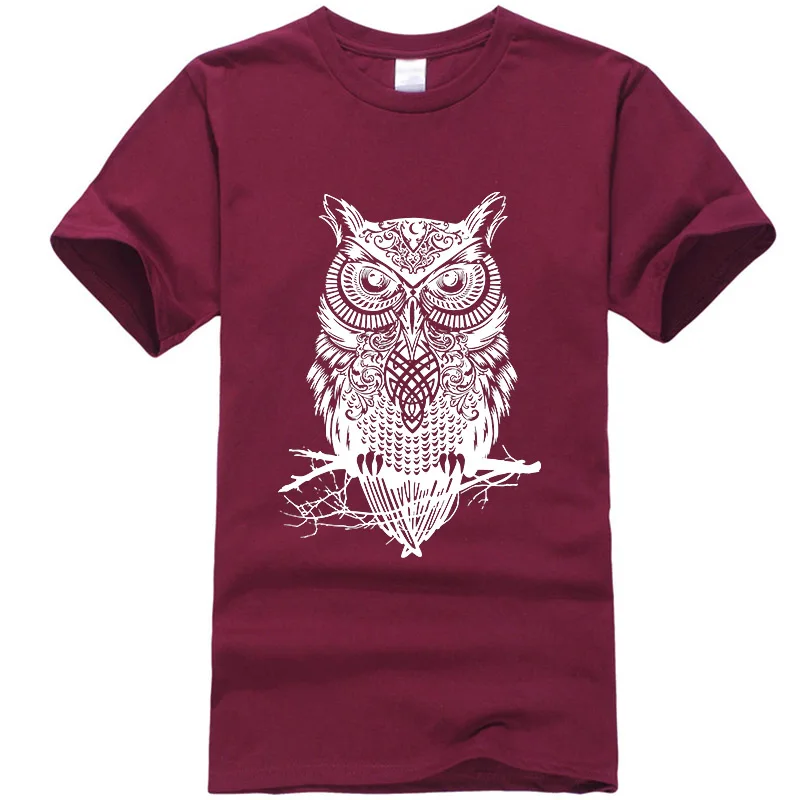 XINYI Men's T-shirt 100% cotton casual t-shirt owl Print summer loose o-neck funny t shirt for men short sleeve t-shirt male top