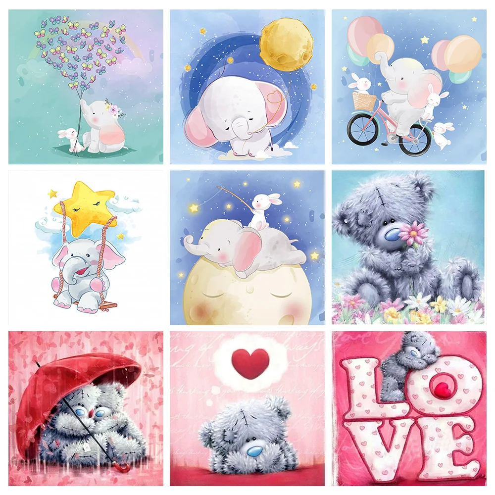 

YOUQU Animal DIY5d Diamond Painting Cute Emoticons Full of Diamond Mosaic Rhinestone Embroidery Set Home Decoration