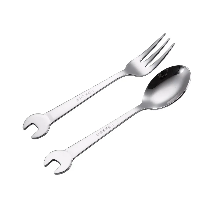 

20Pcs Wrench Shape Tableware Fork Spoon Gift Fruit Dessrt Salad Tools Home Kitchen Stainless Steel Cutlery