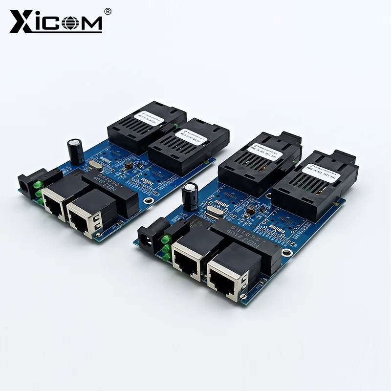 5pcs 100/1000M Ethernet Fiber Optic Switch SC Simplex placa metro fibra 2 Fiber 2 RJ45 Singlemode Switch Optic Converter PCBA