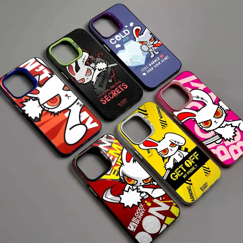Фото Чехол для телефона Anime B-Bloody Bunny для iPhone 17 16 15 14 11 12 13 Pro Max Plus Pro, цветной, серебристый №2