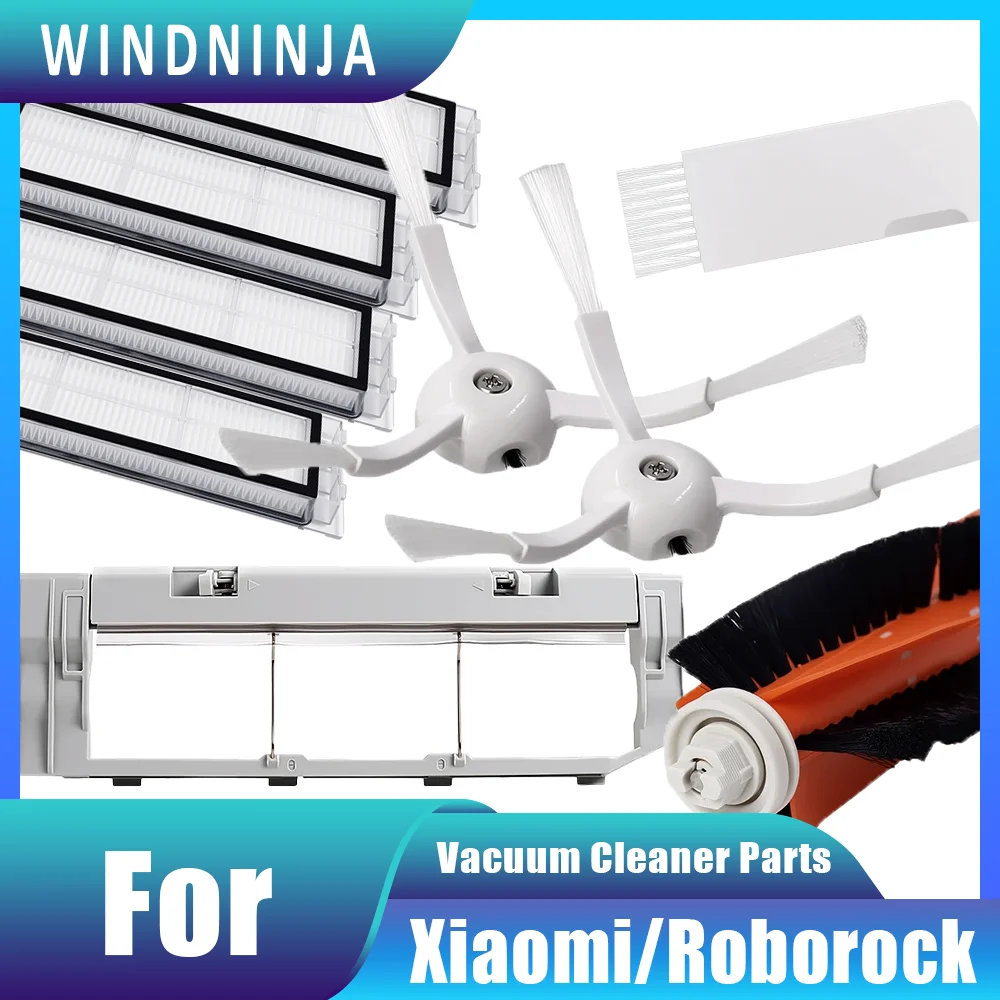 Фото Запасные части для Xiaomi 1S, Rockrobo V1, Roborock S4, S5, S6, E4, E5, SDJQR01RR, SDJQR02RR: боковая щетка, HEPA-фильтр, роликовая щетка, крышка. №1