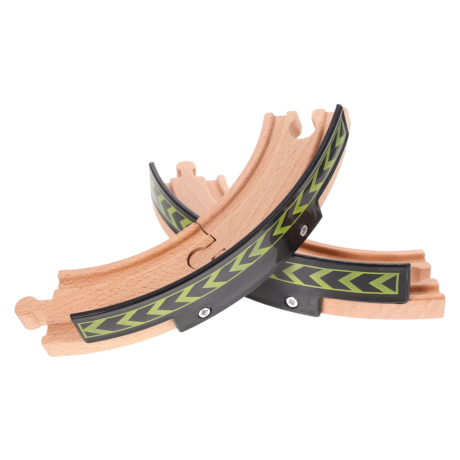 

2 Pcs Kids Toys Wood Train Track Blocks Wooden Accessories Scene DIY Tracks Assembled For 3 Year Old Child Model