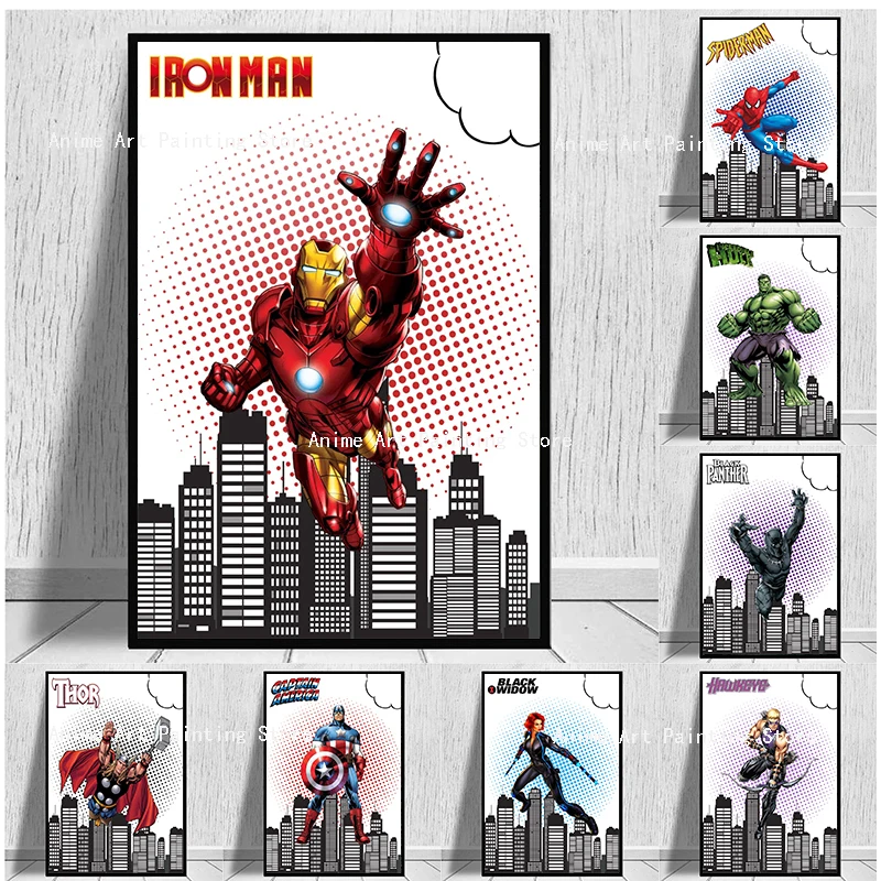 

Disney Marvel Avengers Superhero Cartoon Poster Canvas Painting Mural Wall Art Picture for Living Room Kid's Bedroom Home Decor