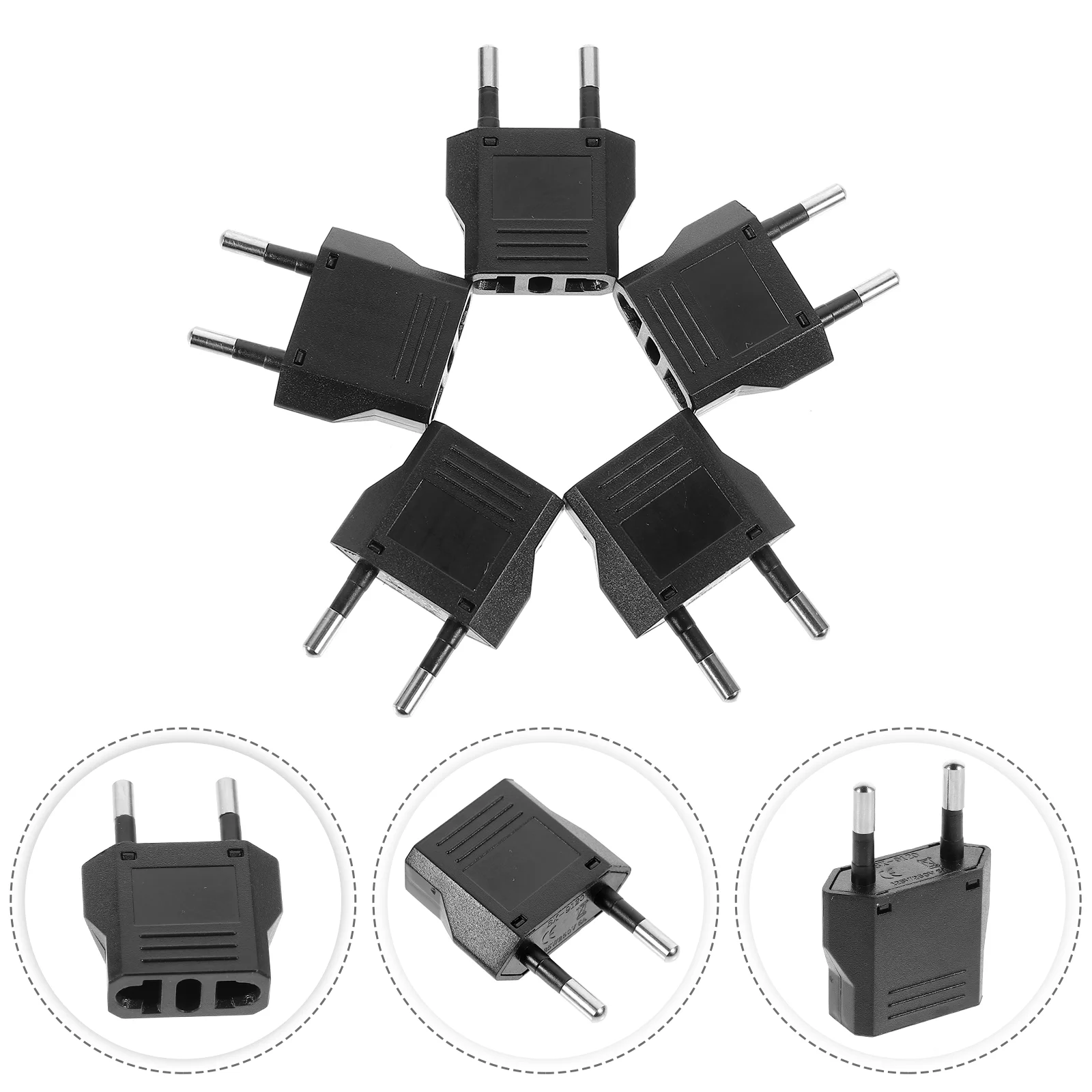 

5 PCS US Europlug Portable Travel Power Converter Adapter American European Standard