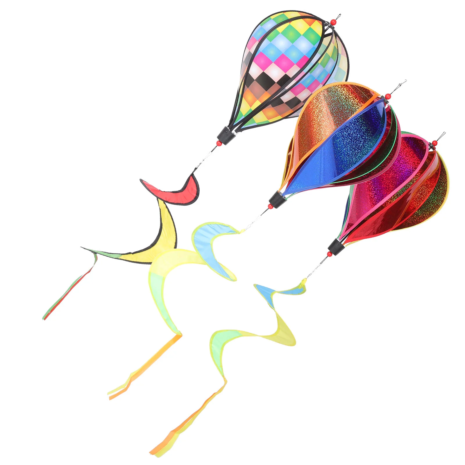 

3 Pcs Real Estate Rainbow Pinwheel Outdoor Decorations Bird Spinners Cloth Hot Air Balloon