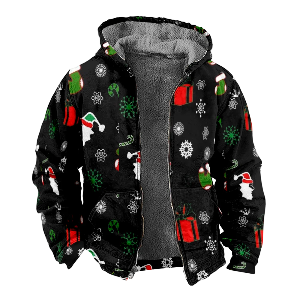 Мужские зимние куртки пальто рождественский подарок хлопковая одежда с узором