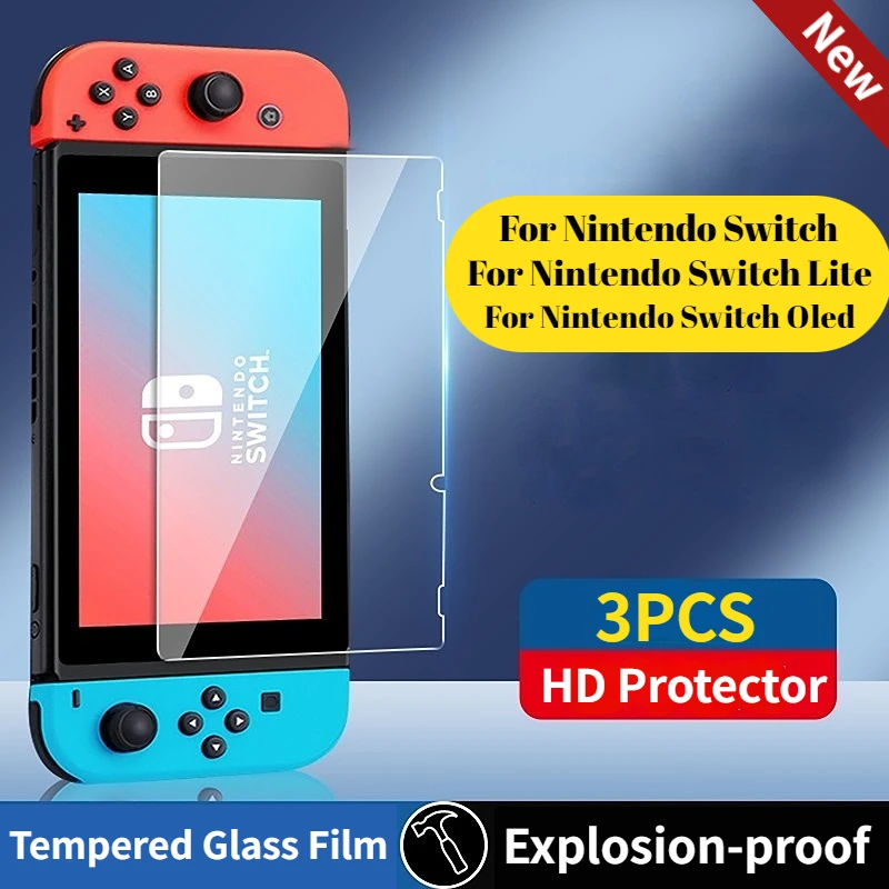 Nouveau protecteur d'écran en verre trempé HD Compatible-Nintendo Switch OLED Film de protection dur pour commutateur OLED Film de Console de jeu