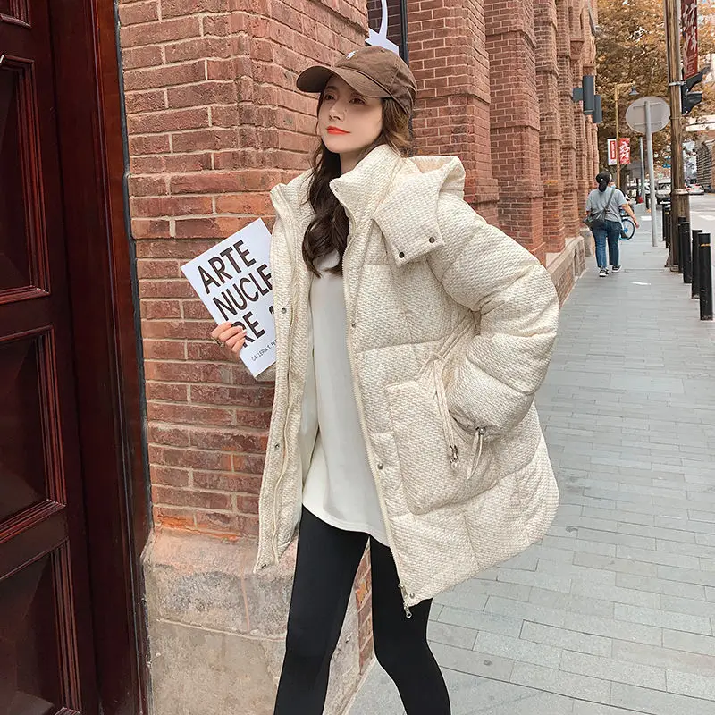 

Женский пуховик с капюшоном, теплый хлопковый пуховик большого размера с большими карманами и бархатной подкладкой, зима 2022