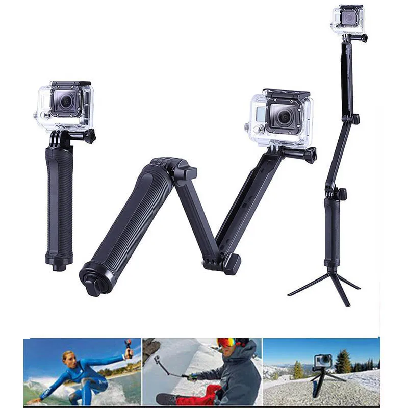 

Foldable 3 Way Grip Waterproof Monopod Selfie Stick For Gopro Hero 9 8 7 5 6 4 10 SJ Xiaomi Yi Action camera Tripod Accessories