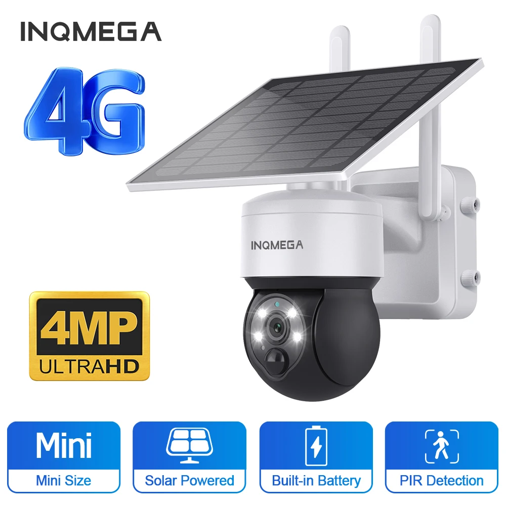 INQMEGA 4MP камера на солнечной батарее 4G SIM/WIFI камера видеонаблюдения на солнечной батарее наружный PIR монитор CCTV двустороннее видео