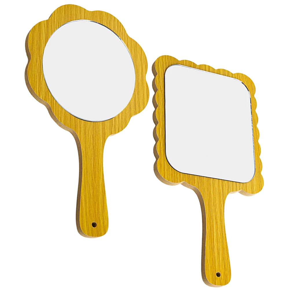 

Mirror Makeup Hand Mirrors Handheld Kids Desktop Tabletop Decorative Portable Round Wooden Dressing Vanity Held Table