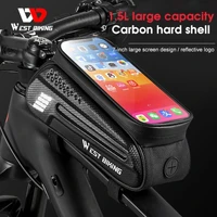 west biking 7 inch phone holder bike bicycle front tube bag waterproof bicycle bags touch screen phone bag bike accessories