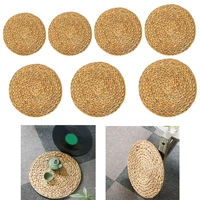 natural water gourd woven placemat round woven rattan table mat heat resistant hot insulation braided pad for home decor coaster