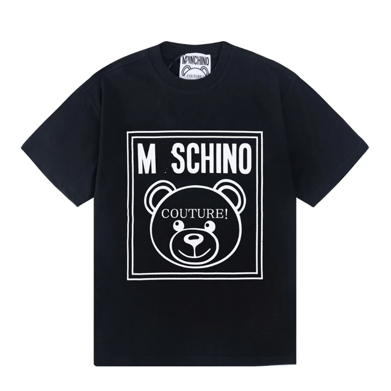 

Летняя новая футболка с принтом медведя, повседневная одежда, брендовая Приталенная футболка с коротким рукавом для влюбленных с одинаковы...