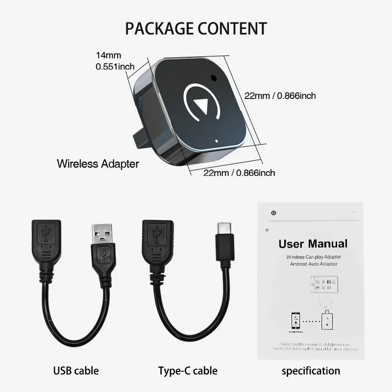 Lenovo Smart Wireless CarPlay Adapter Android Auto Dongle Hassle-Free Plug&Play Stable BT WiFi Connect For Volvo VW Audi Benz (art.: 3920da7c936f5) - 3920da7c936f5