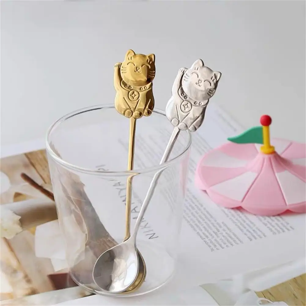 

Ice Scoop Useful Stainless Steel Food Grade Lucky Cat Ice Scoop for Household Tea Scoop Tea Scoop