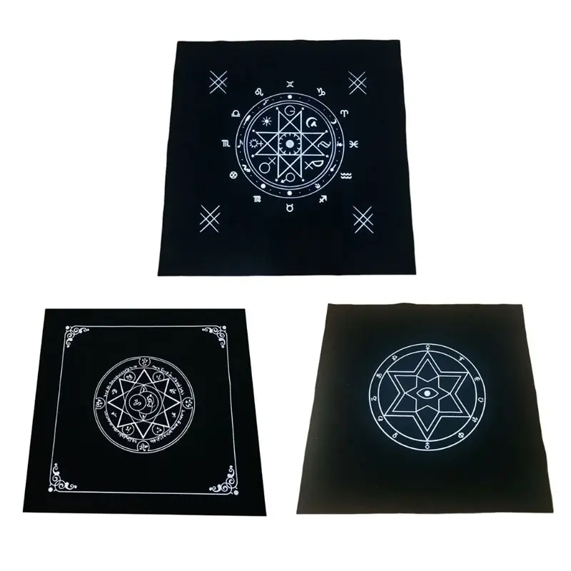 

E9LE 50x50cm Art Tarot Pagan Altar Cloth Flannel Tablecloth Divination Cards Square Tapestry Decor Table Cover