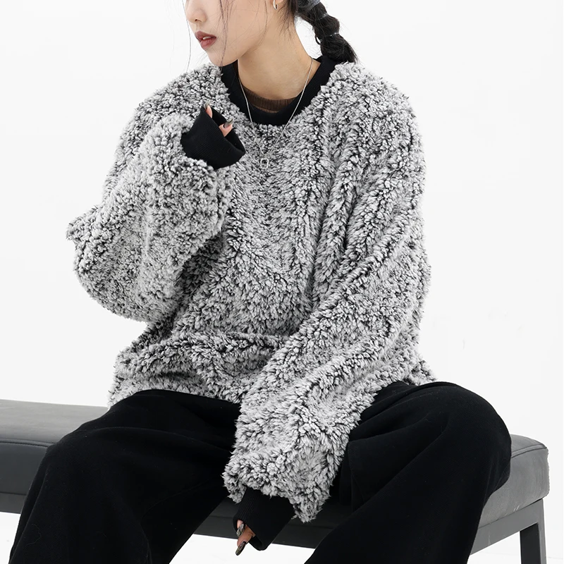 

Женский пуловер с длинным рукавом и круглым вырезом, на зиму