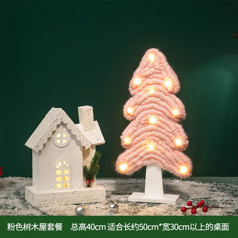 

Рождественские декоративные шерстяные Белые и розовые фотообои с изображением замка, светящиеся светильник вые украшения, новогодние и ро...