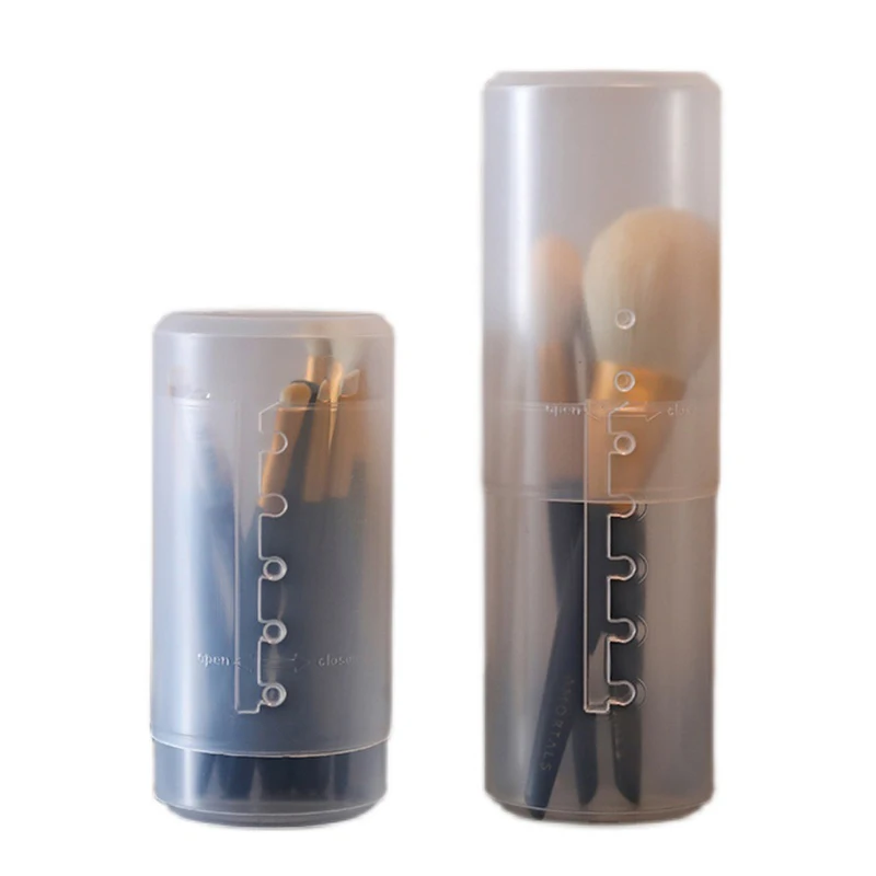 

Transparent Simple Adjustable Height PVC Makeup Brush Holder Display Storage Cup Organizer with Lid Pen Holder
