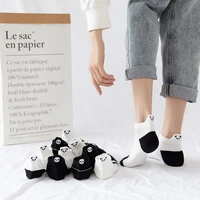 funny cute embroidery panda socks women harajuku divertidos kawaii white black calcetines mujer ankle sokken chaussette femme