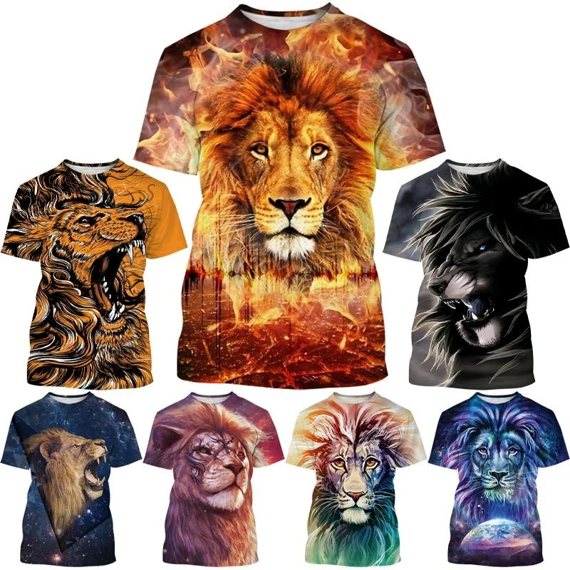 

Summer Casual Cool Street T-shirt Fashion Lion Men 3D T-shirt Harajuku Short Sleeve T-shirts