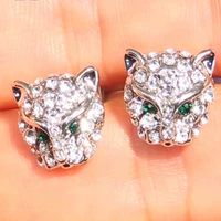 anglang luxury men women the tiger head stud earring fashion silver color cubic zirconia earring street party jewelry wholesale