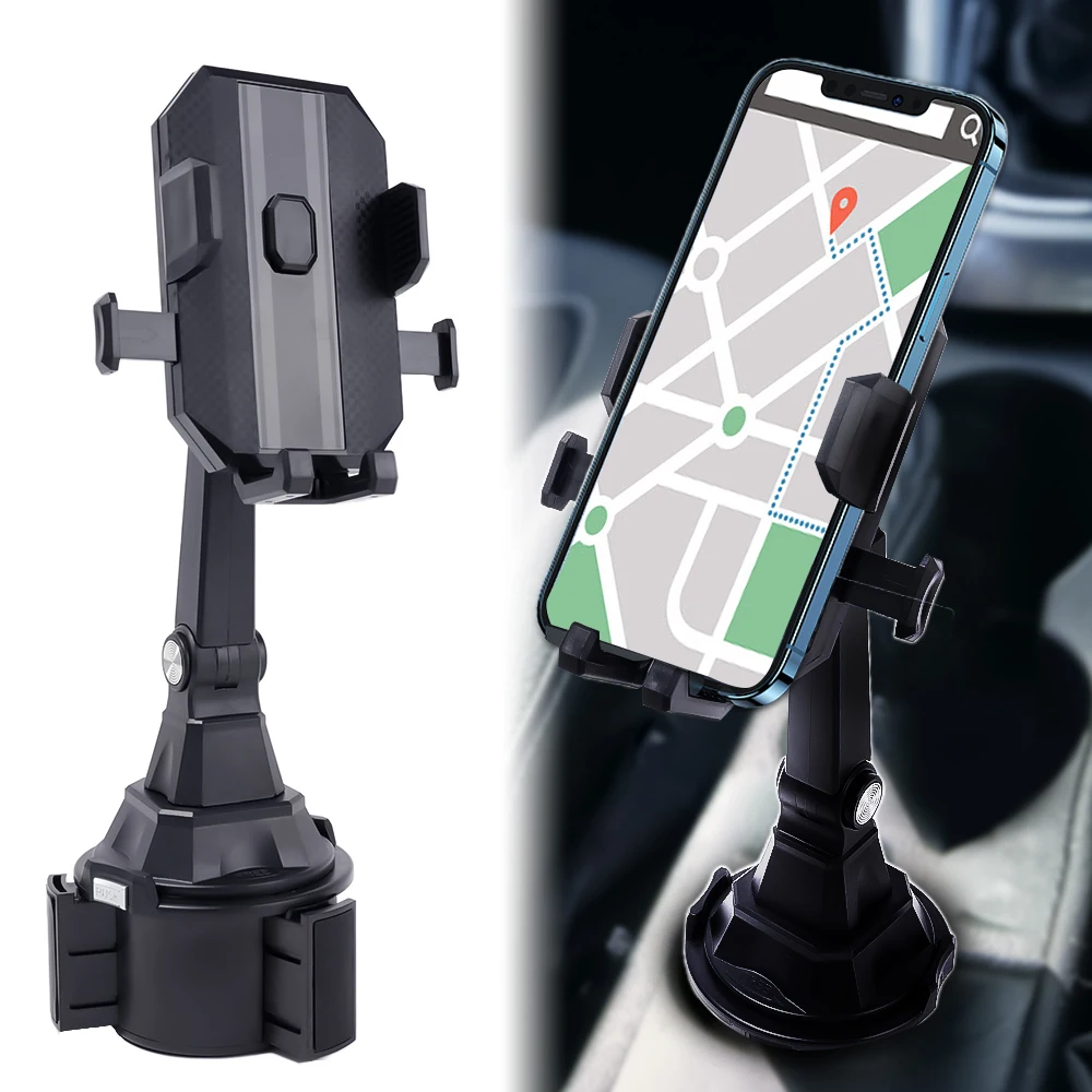 Support de téléphone à tasse réglable en hauteur pour voiture  pour iPhone  Samsung  Xiaomi  Google