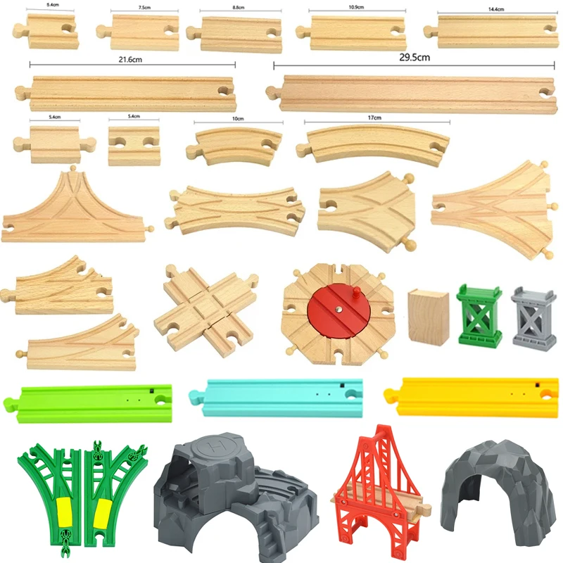 

City Wooden Track Railway Model Toys Beech Wood Train Rails Traffic Light Accessories Fit Biro Brand Wooden Tracks Toys For Kids