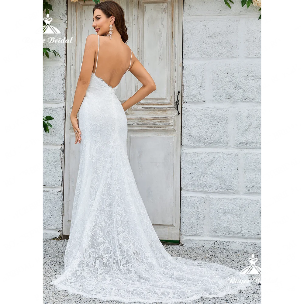 Свадебное платье Roycebridal с V-образным вырезом кружевное свадебное открытой спиной