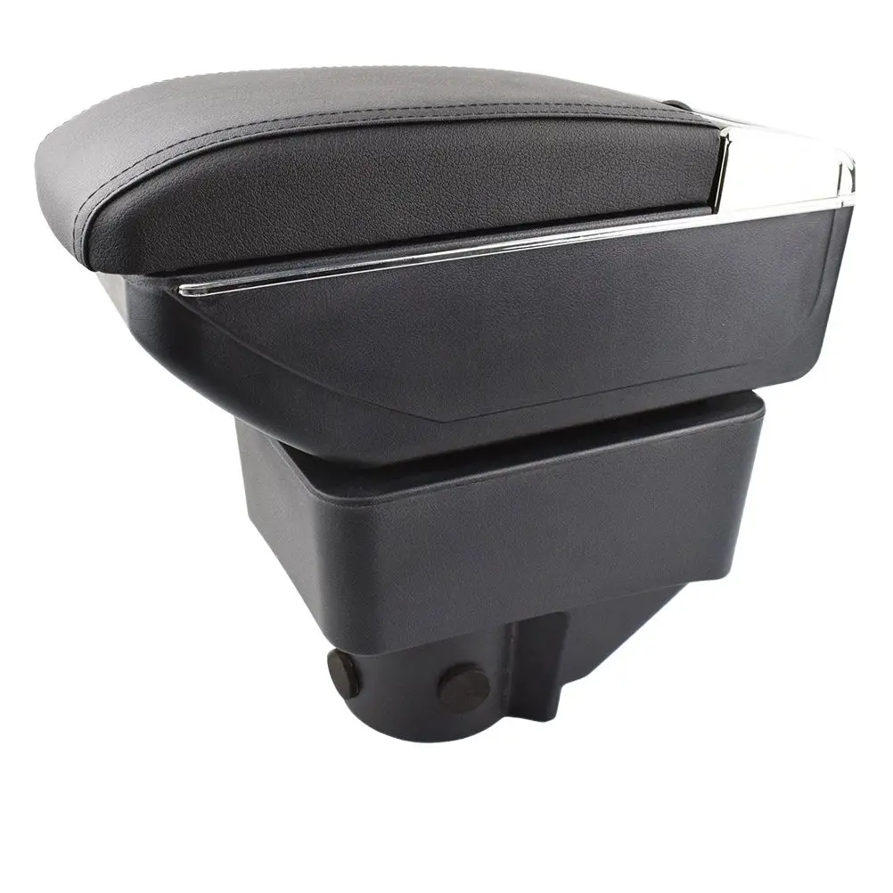 

Storage Box For Ford Fiesta 2011 - 2019 Arm Rest Ashtray Dual Layer Armrest Black Leather Double Car Styling 2013