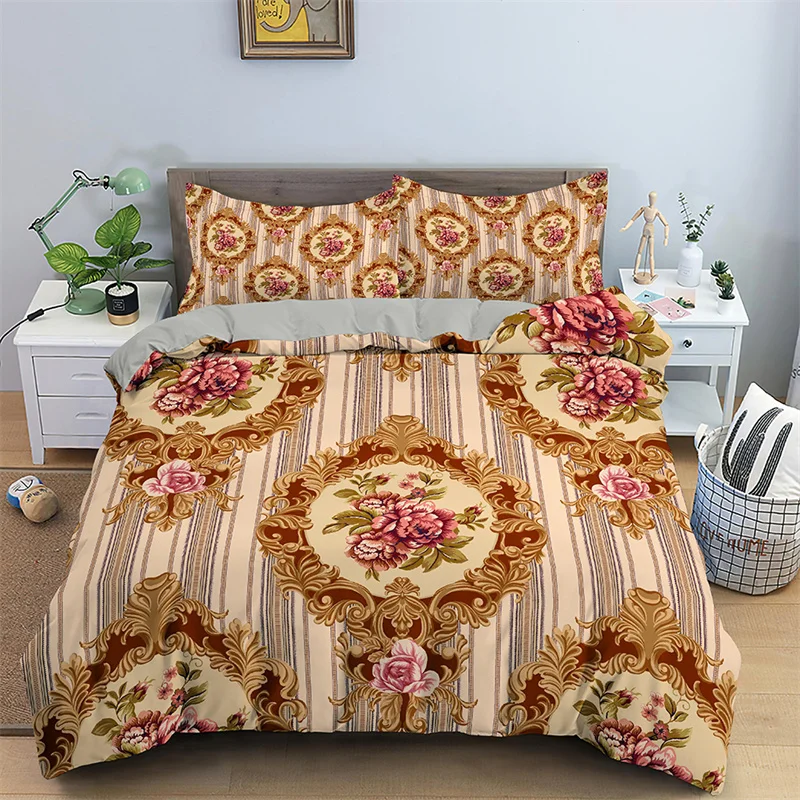 

Baroque Style Floral Duvet Cover Set Luxury Exotic Flowers Bedding Set Microfiber Comforter Cover Single Queen For Teens Girls