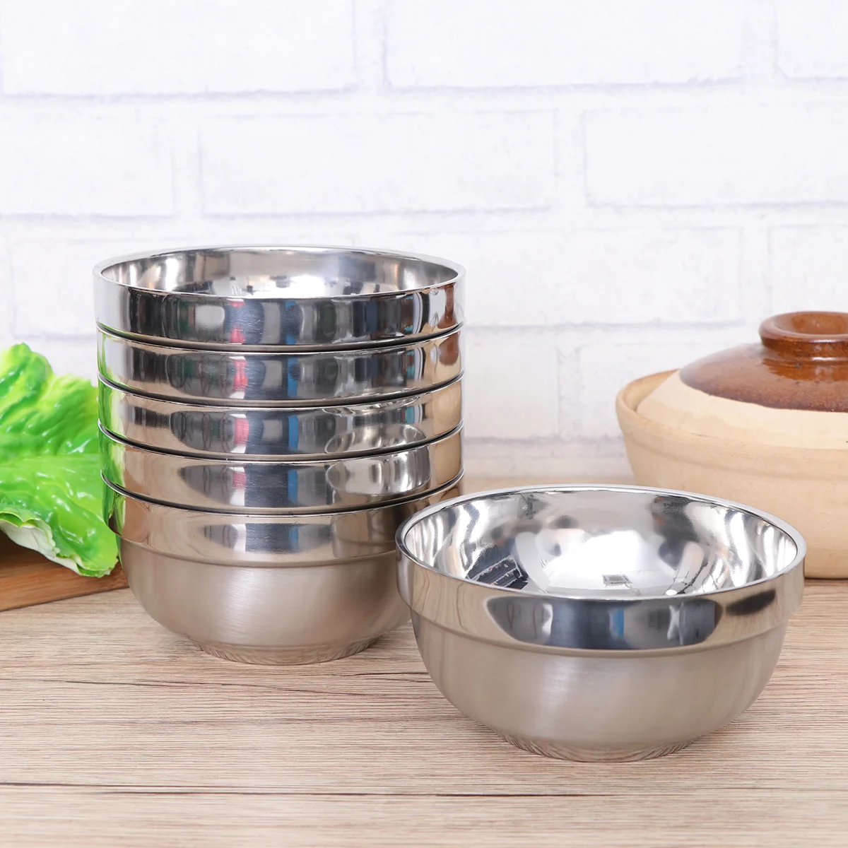 

Bowl Metal Bowls Rice Soup Snack Insulated Serving Anti Child Dip Cream Ice Mixing Prep Korean Stainless Hot Deeper Fall Steel