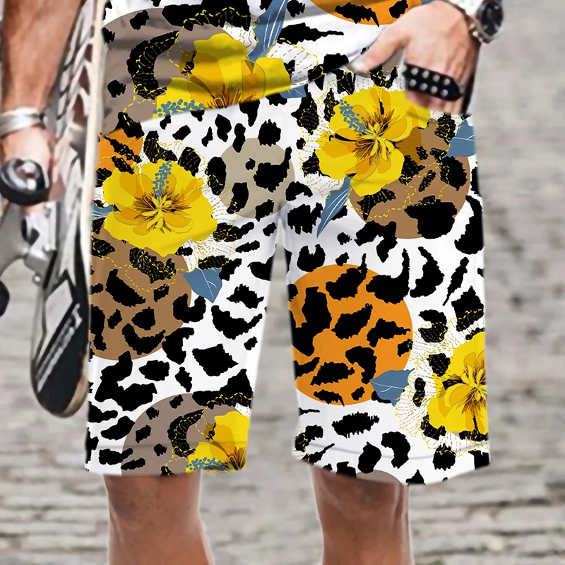 Men's Shorts Funny Leopard Print Streetwear Elastic Waist Comfortable Pattern Loose Oversized Summer Fashion Quick Dry Men/Women
