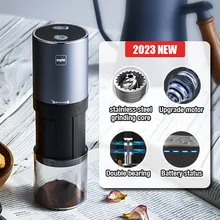 미니 휴대용 전기 커피 그라인더, USB 충전, 스테인리스 스틸 에스프레소 스파이스 밀 그라인더, 업그레이드 신제품
