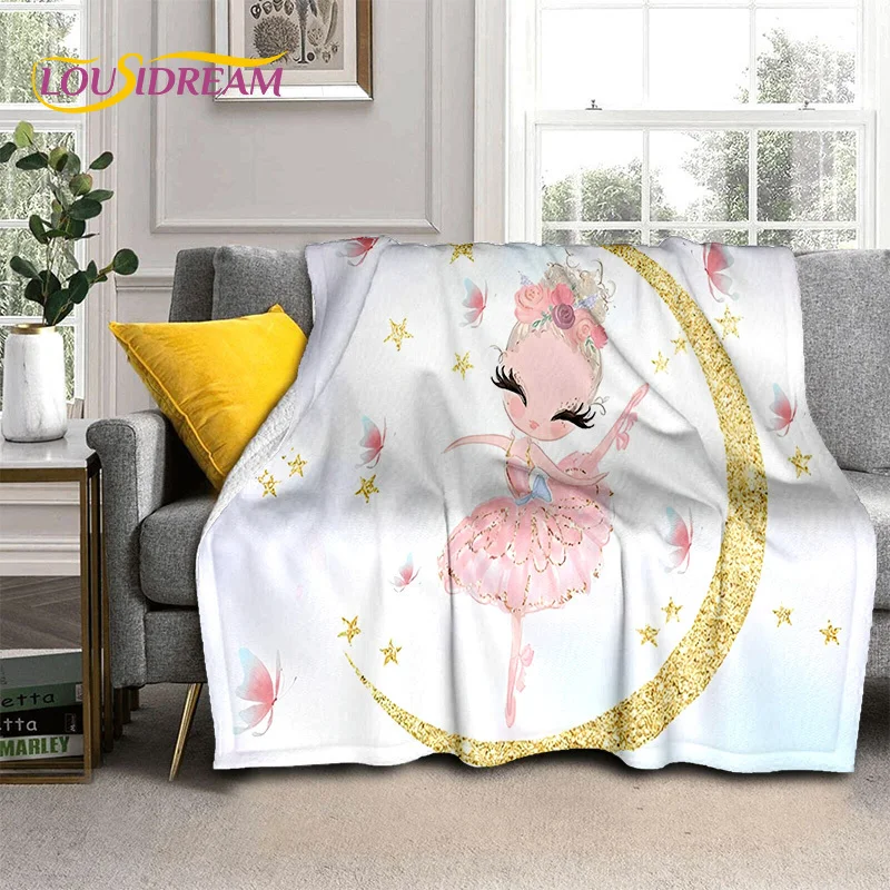Одеяло детское мягкое в мультяшном стиле балерина мечта сказочный лебедь