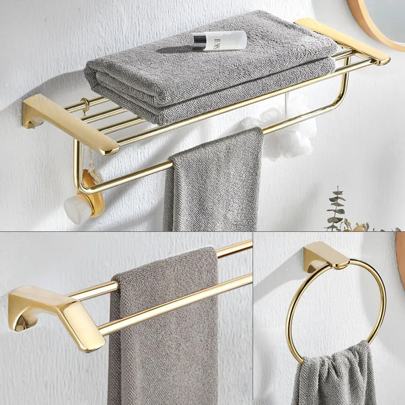 

Luxury Bathroom Towel Rack Stainless Steel Towel Rack Bathroom Pendant Set Rack Bathroom Towel Hanging Gold Bathroom Accessories