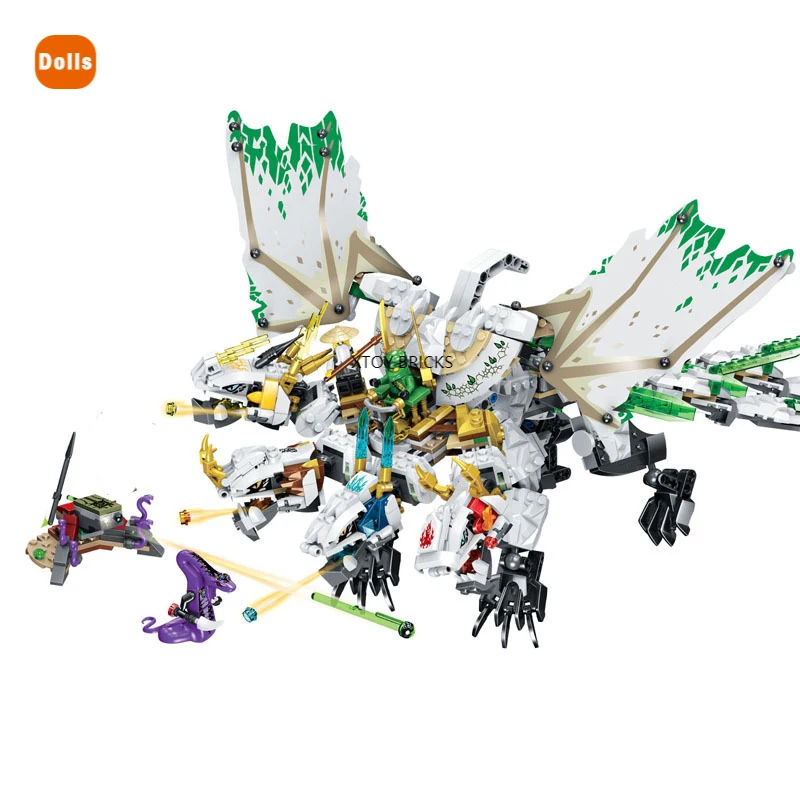 

Ninja The Ultra Dragon Flying Mecha Dragon Transformation Building Block Sets with Figures Compatible Ninjagoed 70679 DIY Toys