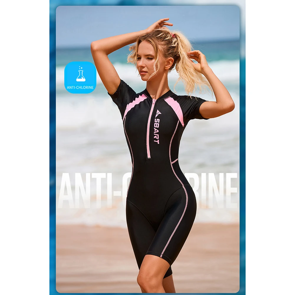 

Слитный пляжный спортивный купальник с коротким рукавом женский купальный боди дышащий Быстросохнущий легкий мягкий для водных видов спорта