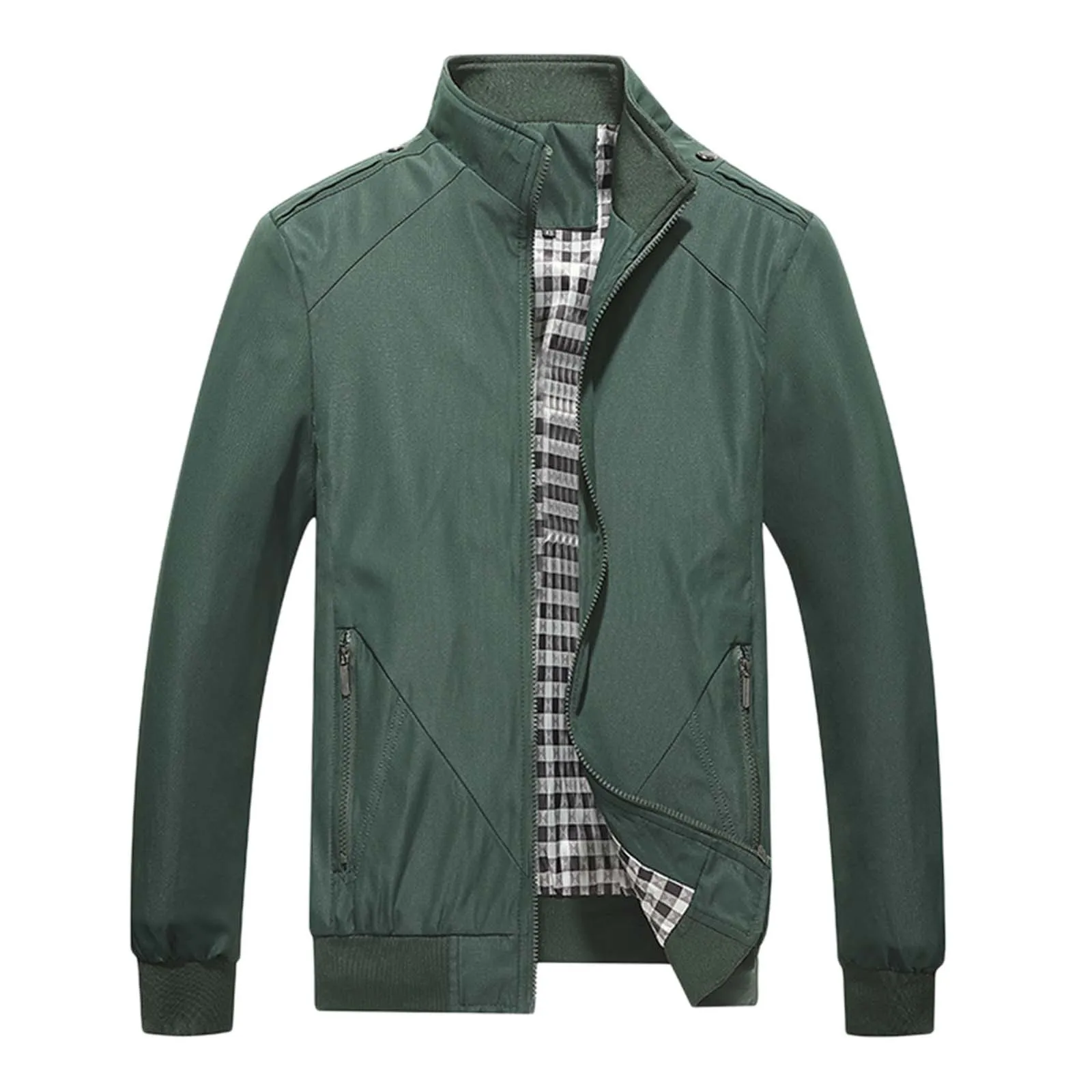 

Mens Fashion Business Solid Leisure Large Zipper Jacket