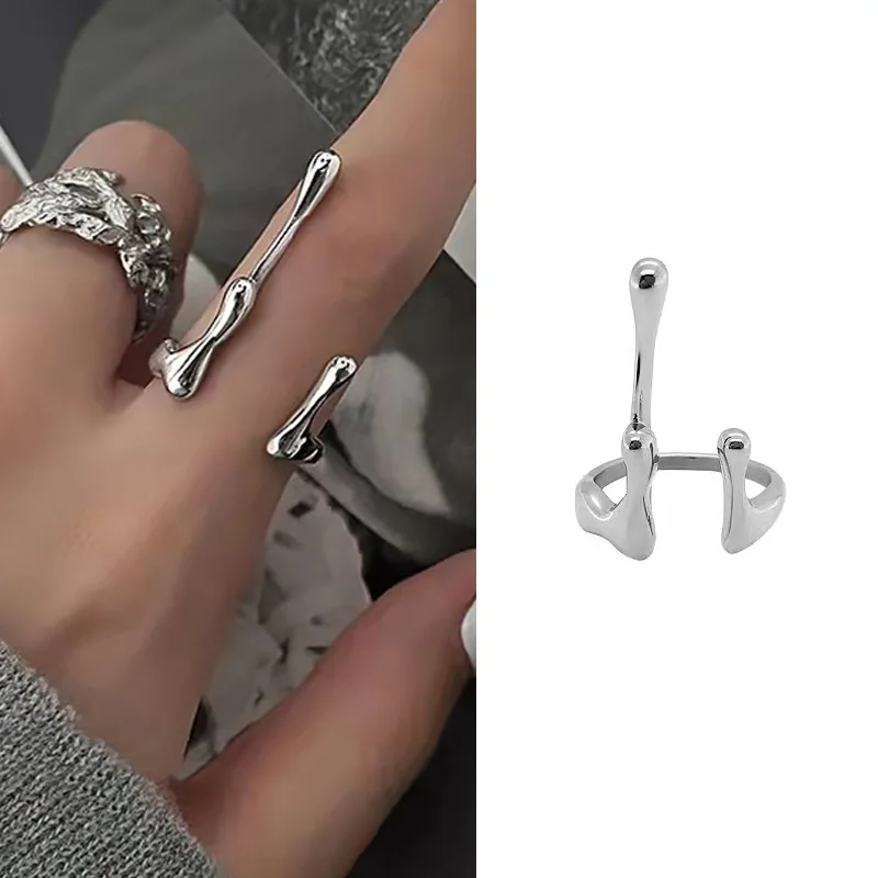 

Irregular liquid lava open ring men's trendy fashion personality high-end niche design ring accessories