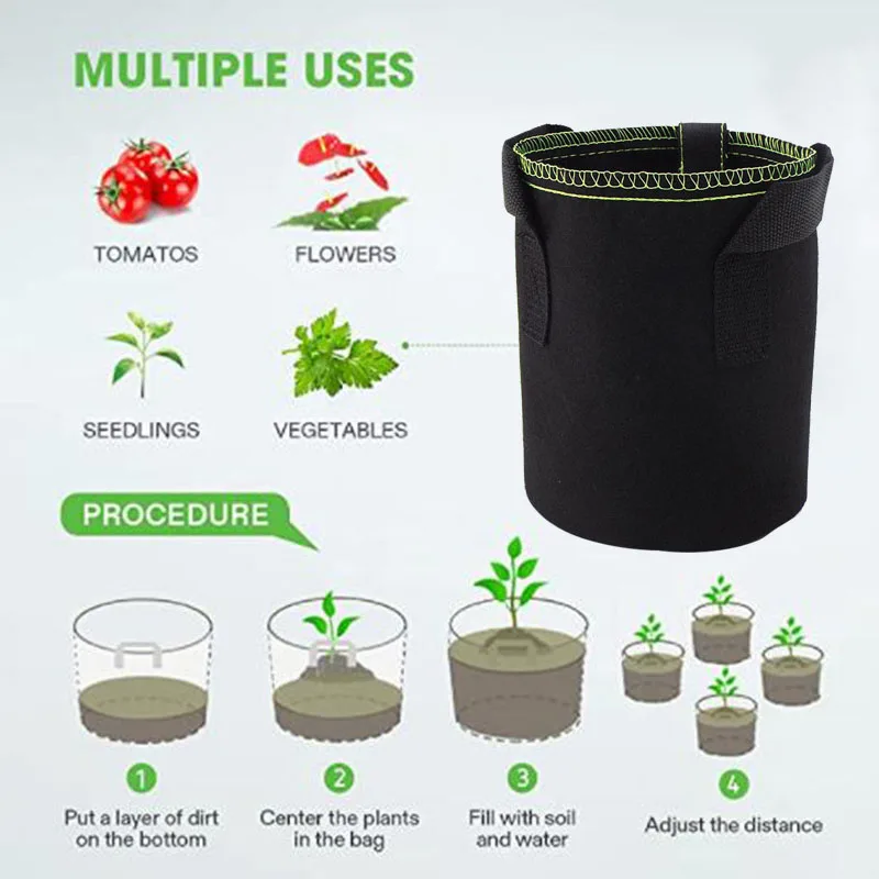 

1 2 3 gal Tall Plant Grow Bags Veg Potato Transplanting planting Flower Pots Self-Adhesion Fabric Nursery Supplies Garden Tools