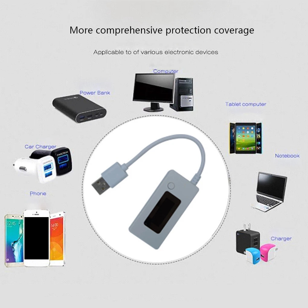 

Миниатюрный USB-тестер с ЖК-дисплеем, портативный легкий вольтметр с высоким разрешением, амперметр с кнопкой управления