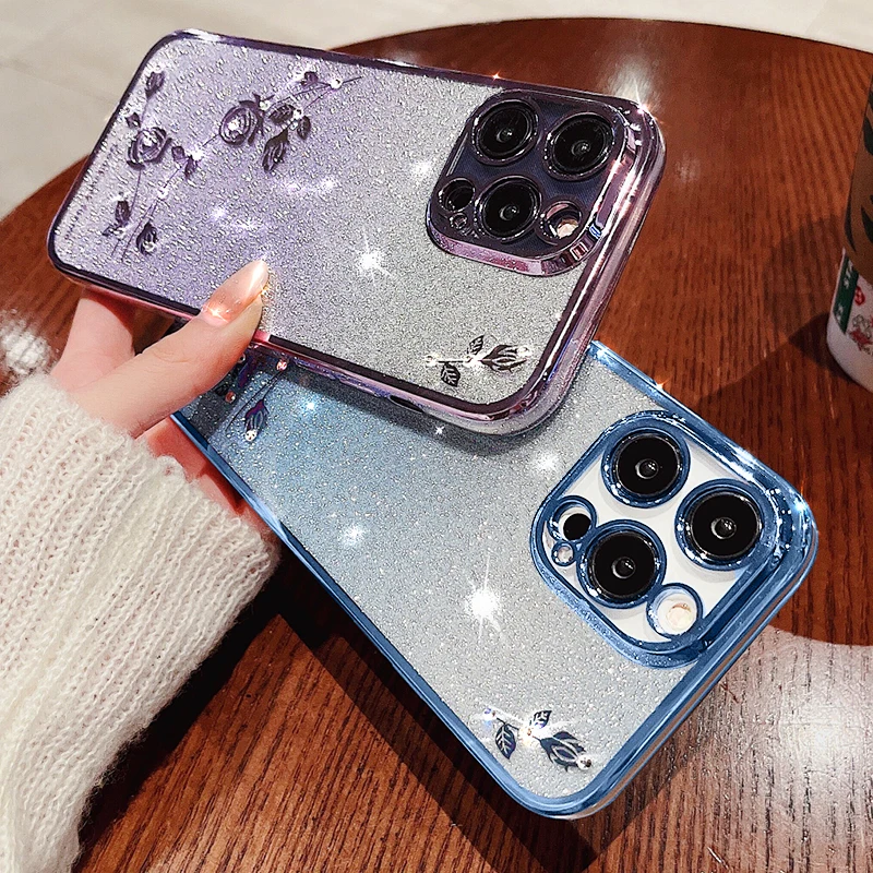 

Luxury Bling Glitter Silicone Phone Case For iPhone 14 13 12 11 Pro XS Max XR X SE 8 7 Plus Ultra-thin Electroplated Soft Cover