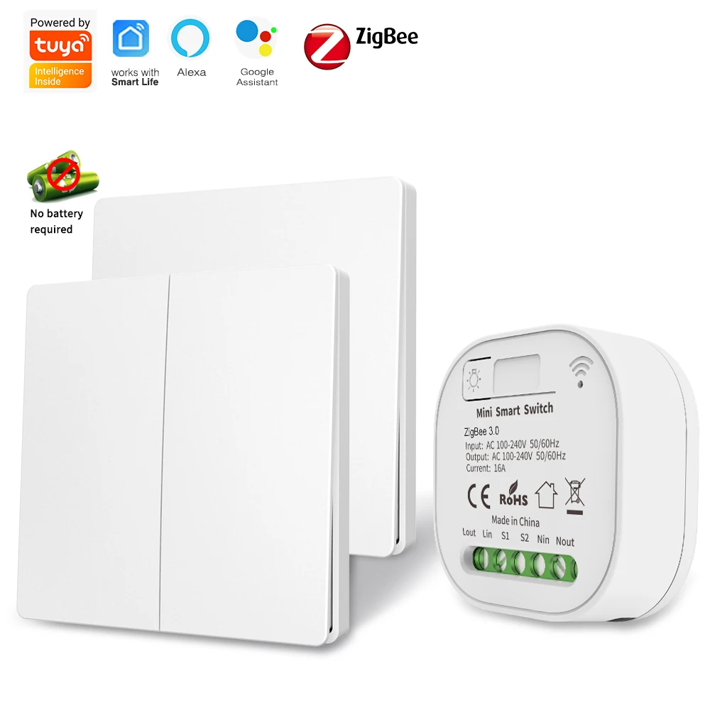 

SIXWGH Tuya Smart Home Automation Timmer Wall Light Switch Wireless RF433 Wireless Button Panel Control Aleax Zigbee Switch