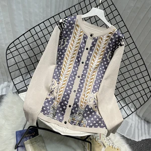 Осенние женские свитера с принтом, женские атласные вязаные кардиганы с цветочным принтом, женские свитера, кардиганы для женщин