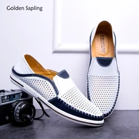 golden sapling summer loafers fashion mens casual shoes genuine leather flats leisure businessmen loafer men white driving shoe